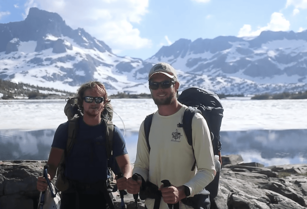 Henry and Townsend hiking at 1000 Island Lake on the PCT